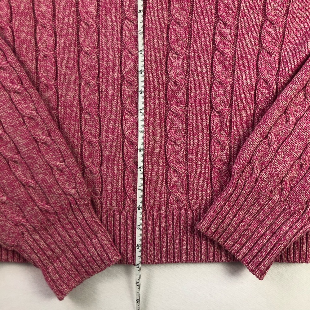 Lacoste pink cable knit zip wool cardigan Sz L 44 - Picture 6 of 8